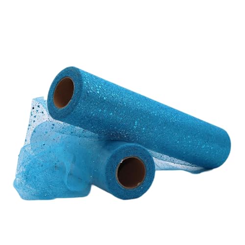 Aniyan Tüllstoff Rolle, Glitzer Tüll, Pailletten Tüllband für Hochzeit, Party, Tutu Rock, Deko, Geschenkverpackung, Nähen, Bastel,30cmx25Y-(Light Blue) von Aniyan