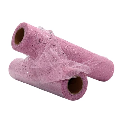 Aniyan Tüllstoff Rolle, Glitzer Tüll, Pailletten Tüllband für Hochzeit, Party, Tutu Rock, Deko, Geschenkverpackung, Nähen, Bastel,30cmx25Y-(Light Pink) von Aniyan