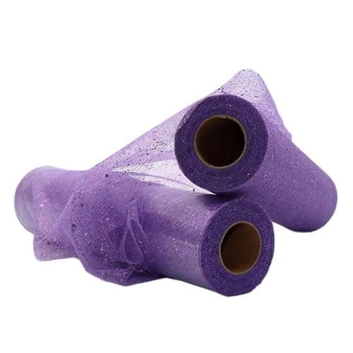 Aniyan Tüllstoff Rolle, Glitzer Tüll, Pailletten Tüllband für Hochzeit, Party, Tutu Rock, Deko, Geschenkverpackung, Nähen, Bastel,30cmx25Y-(Light Purple) von Aniyan