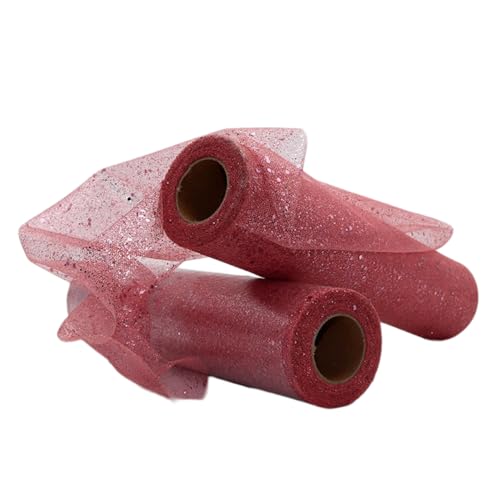 Aniyan Tüllstoff Rolle, Glitzer Tüll, Pailletten Tüllband für Hochzeit, Party, Tutu Rock, Deko, Geschenkverpackung, Nähen, Bastel,30cmx25Y-(Pink) von Aniyan