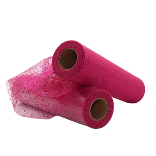Aniyan Tüllstoff Rolle, Glitzer Tüll, Pailletten Tüllband für Hochzeit, Party, Tutu Rock, Deko, Geschenkverpackung, Nähen, Bastel,30cmx25Y-(Rose Red) von Aniyan