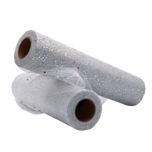 Aniyan Tüllstoff Rolle, Glitzer Tüll, Pailletten Tüllband für Hochzeit, Party, Tutu Rock, Deko, Geschenkverpackung, Nähen, Bastel,30cmx25Y-(White) von Aniyan