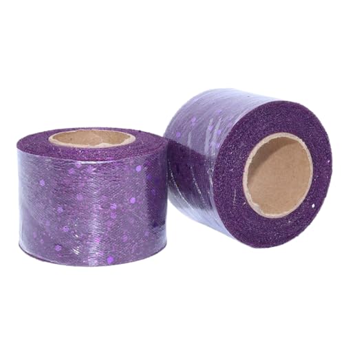 Aniyan Tüllstoff Rolle, Glitzer Tüll, Pailletten Tüllband für Hochzeit, Party, Tutu Rock, Deko, Geschenkverpackung, Nähen, Bastel,5cmx25Y-(Dark Purple) von Aniyan