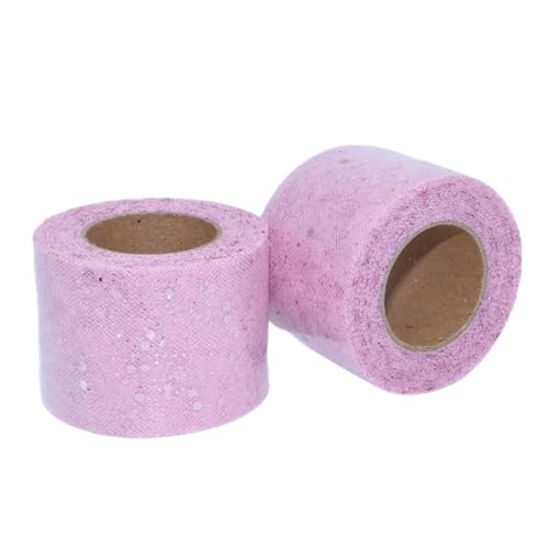 Aniyan Tüllstoff Rolle, Glitzer Tüll, Pailletten Tüllband für Hochzeit, Party, Tutu Rock, Deko, Geschenkverpackung, Nähen, Bastel,5cmx25Y-(Light Pink) von Aniyan