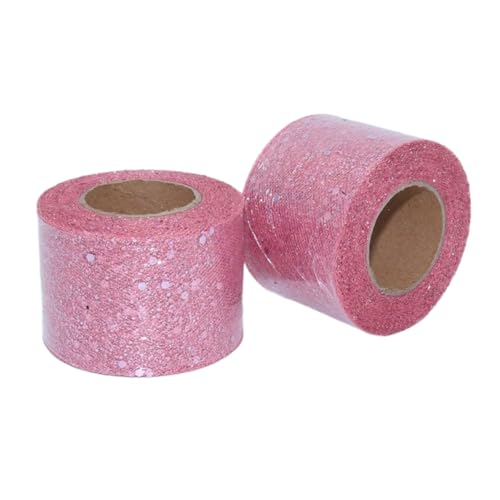 Aniyan Tüllstoff Rolle, Glitzer Tüll, Pailletten Tüllband für Hochzeit, Party, Tutu Rock, Deko, Geschenkverpackung, Nähen, Bastel,5cmx25Y-(Pink) von Aniyan