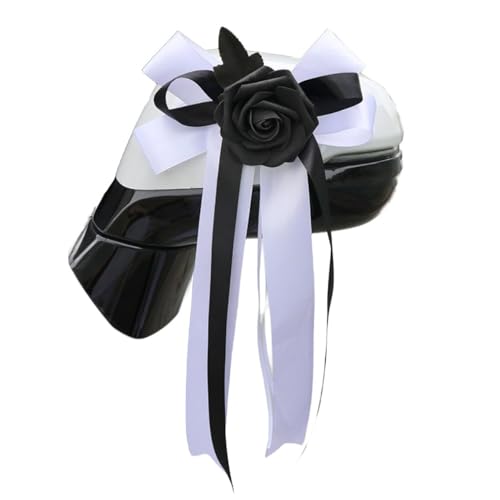 Aniyan Vintage Blumen Autoschmuck Hochzeit, 17x36cm Hochzeitsauto Dekoration, 4 Stück Retro Blumen für Seitenspiegel & Türgriffe, Brautauto Schmuck (Schwarz-Weiß) von Aniyan