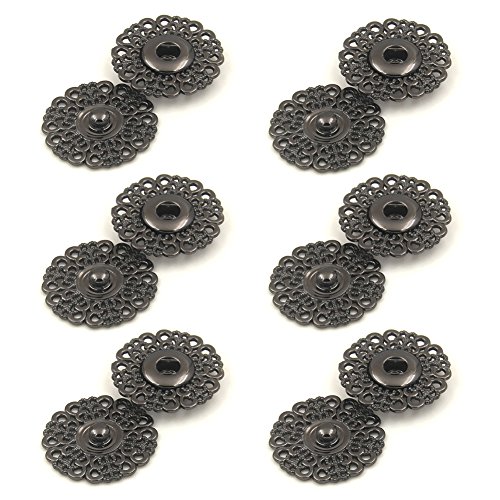 6 Metall-Druckknöpfe mit Blumendesign, 15 mm, 18 mm, 21 mm, 25 mm, 30 mm, hohl, zum Annähen, Aufdrücken, Nieten, Mantelknöpfe, Schwarz , 15 mm 6 Metall-Druckknöpfe mit Blumendesign, 15 mm, 18 mm, 21 mm, 25 mm, 30 mm, hohl, zum Annähen, Aufdrücken, Nieten, Mantelknöpfe, Schwarz , 15 mm von Anjing