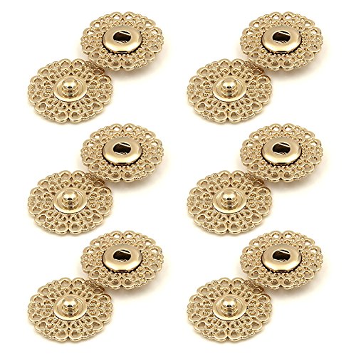 6 Metall-Druckknöpfe mit Blumendesign, 15 mm, 18 mm, 21 mm, 25 mm, 30 mm, hohl, zum Annähen, Aufdrücken, Nieten, Mantelknöpfe, goldfarben, 15 mm 6 Metall-Druckknöpfe mit Blumendesign, 15 mm, 18 mm, 21 mm, 25 mm, 30 mm, hohl, zum Annähen, Aufdrücken, Nieten, Mantelknöpfe, goldfarben, 15 mm von Anjing
