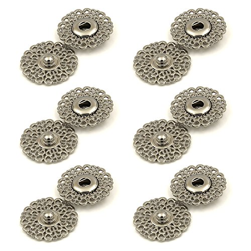 6 Metall-Druckknöpfe mit Blumendesign, 15 mm, 18 mm, 21 mm, 25 mm, 30 mm, hohl, zum Annähen, Aufdrücken, Nieten, Mantelknöpfe, silber, 18 mm 6 Metall-Druckknöpfe mit Blumendesign, 15 mm, 18 mm, 21 mm, 25 mm, 30 mm, hohl, zum Annähen, Aufdrücken, Nieten, Mantelknöpfe, silber, 18 mm von Anjing