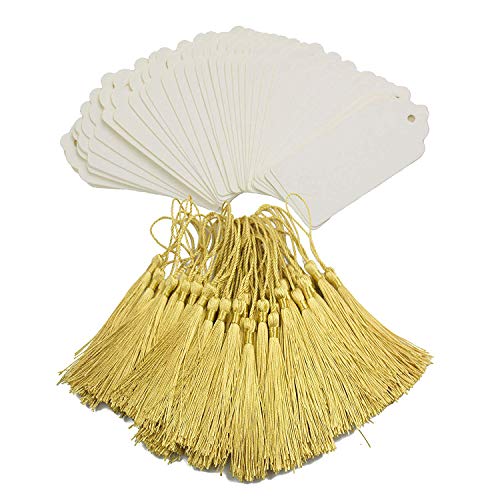 Anjing 100 Stück Vintage Hartpapier Lesezeichen Papier Geschenkanhänger Hochzeit Gastgeschenke Weiß Gold von Anjing