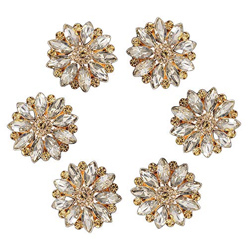Anjing 6 Stück Kunstperlen Strass Flache Rückseite Kristall Blumen Knöpfe Hochzeit Verzierungen Handwerk 29 mm, Gold Anjing 6 Stück Kunstperlen Strass Flache Rückseite Kristall Blumen Knöpfe Hochzeit Verzierungen Handwerk 29 mm, Gold von Anjing