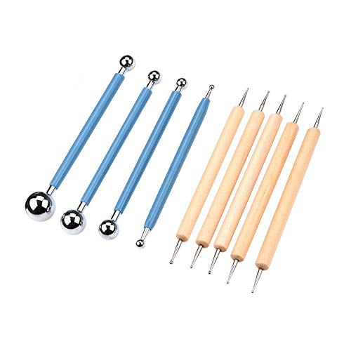 Anjing 9-teiliges Kugelstift-Set für Prägung, Muster, Ton, Keramik, Blumen, Schnitzen, Modellierwerkzeug Anjing 9-teiliges Kugelstift-Set für Prägung, Muster, Ton, Keramik, Blumen, Schnitzen, Modellierwerkzeug von Anjing