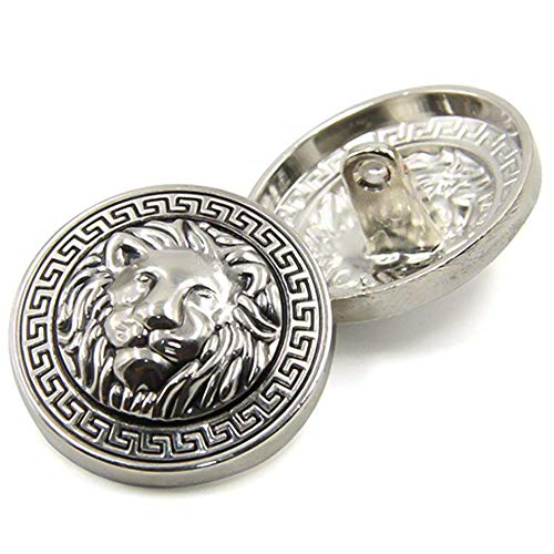 Hohe Qualität Metall Schaft Knopf Lion Head geprägt Anzug Shirt DIY Tasten, 10 Stück, silber, 15 mm von Anjing