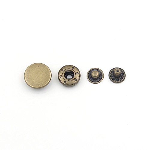Druckknöpfe / Nähknöpfe aus Metall, 10 Sets pro Packung, messing antik-optik, 12 mm von Anjing