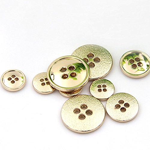 Gold Metall Symbole mit 4-Loch-Runde Nähen auf flache Knöpfe, 10 Stück, gold, 15 mm von Anjing