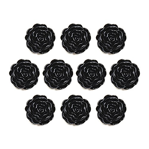 Knöpfe mit 3D-Rosenmotiv, eleganter Stil, farbig, 10 Stück, Schwarz , 15 mm Knöpfe mit 3D-Rosenmotiv, eleganter Stil, farbig, 10 Stück, Schwarz , 15 mm von Anjing