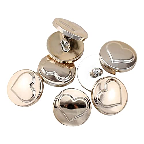 Metall Nähen Knopf Scrapbooking Herz gold Schaft Knopf, 10 Stück, hellgoldfarben, 18 mm von Anjing