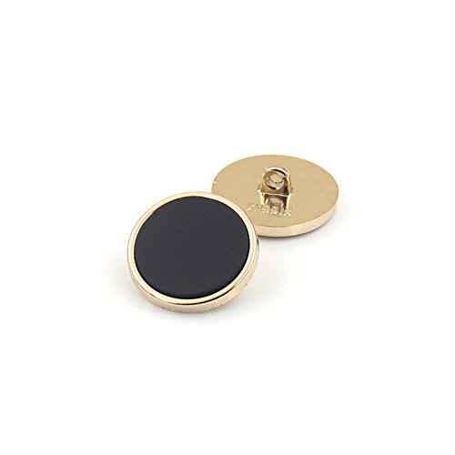 Metallknopf für Blazer, Anzüge, Mantel, schwarze flache Oberseite mit goldfarbenem Rand, für Uniform, 16/20 mm, 10 Stück, Gold + Black, 16 mm von Anjing