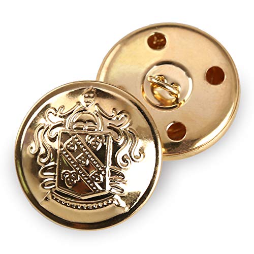 Retro-Metallknöpfe mit Ösen, Anzug-/Mantelknöpfe, dekorative Verschlüsse, Nähzubehör, Packung à 12 Stück, goldfarben, gold, 25 mm Retro-Metallknöpfe mit Ösen, Anzug-/Mantelknöpfe, dekorative Verschlüsse, Nähzubehör, Packung à 12 Stück, goldfarben, gold, 25 mm von Anjing