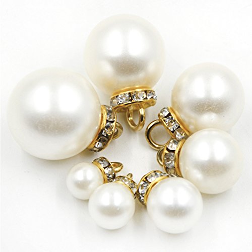 Weiße Perlenknöpfe mit Metallschaft für Hemden, Strickjacken, Pullover, 10 Stück von Anjing