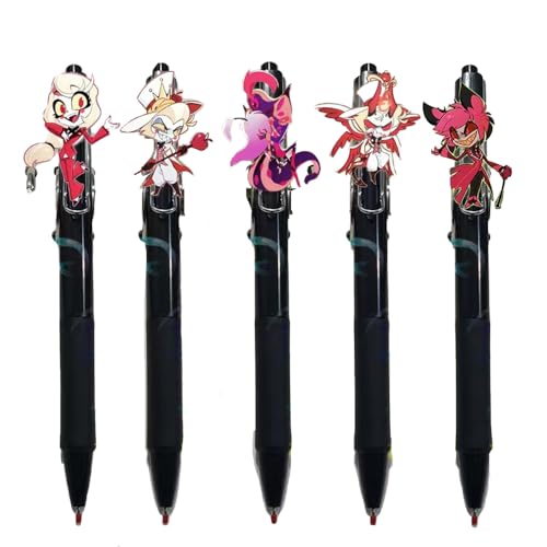 Hazbin Hotel Merch Alastor Angel Dust Charlie 5 Stück Anime-Stifte Schreibwaren-Set für Jungen Mädchen Schüler Schulbedarf Kugelschreiber Push Action Unisex Geschenke Hazbin Hotel Merch Alastor Angel Dust Charlie 5 Stück Anime-Stifte Schreibwaren-Set für Jungen Mädchen Schüler Schulbedarf Kugelschreiber Push Action Unisex Geschenke von Anjinguang