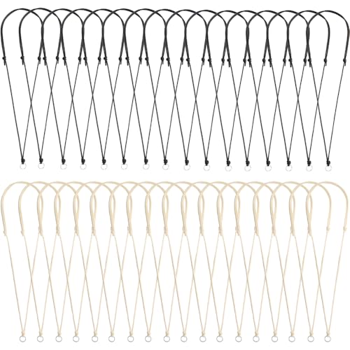 Anjiucc 32 handgefertigte Choker-Halskettenschnur für Anhänger, verstellbar, geknotet, mit Metallring zum Aufhängen von Anhängern, universal size, Wachsschnur, Ohne Edelstein. von Anjiucc