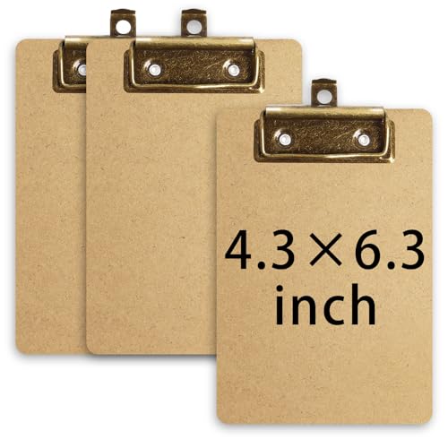 Anjmd Mini-Klemmbretter, 3 Stück, 10,9 x 16 cm, Memo-Größe, Klemmbretter aus Holz, A6, kleine Klemmbretter für Zuhause, Büro, Reisen von Anjmd