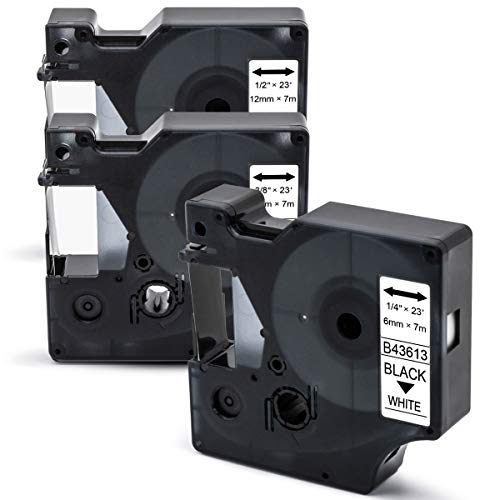 Anjonova 3x Kompatibel Schriftband als Ersatz für Dymo D1 Etikettenband 43613 40913 45013 6/9/12mm x 7m Kompatible mit Dymo LabelManager 160 280 210D 420P 500TS Labelpoint 250 150, Schwarz auf Weiß von Anjonova