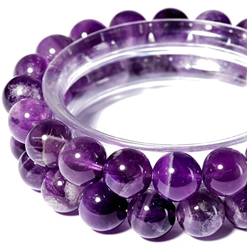 10MM Naturstein-Perlen, Rund, Lose Perlen, Edelstein für die Schmuckherstellung Mit Kristall-Stretch-Schnur (Baumwoll Amethyst, 35 Stück) von Anjpuy