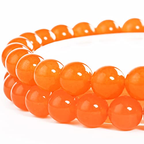 10MM Naturstein-Perlen, Rund, Lose Perlen, Edelstein für die Schmuckherstellung Mit Kristall-Stretch-Schnur (Orange Chalcedony, 35 Stück) von Anjpuy