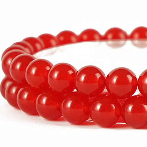 6MM Naturstein-Perlen, Rund, Lose Perlen, Edelstein für die Schmuckherstellung Mit Kristall-Stretch-Schnur (Red Chalcedony, 63 Stück) von Anjpuy