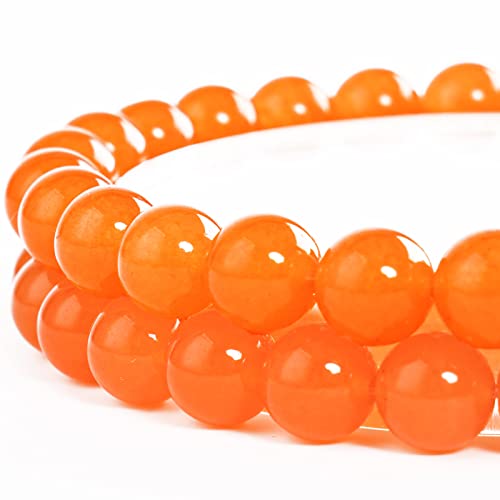 8MM Naturstein-Perlen, Rund, Lose Perlen, Edelstein für die Schmuckherstellung Mit Kristall-Stretch-Schnur (Orange Chalcedony, 45 Stück) von Anjpuy