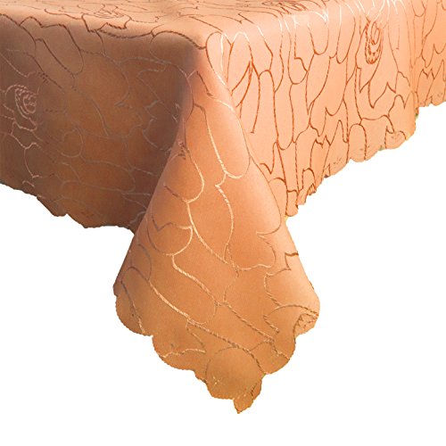 Damast Tischdecke 110x140cm Tischtuch Tischwäsche Tafeltuch Jacquard Eckig Silver (Terracotta) von Anka Textil