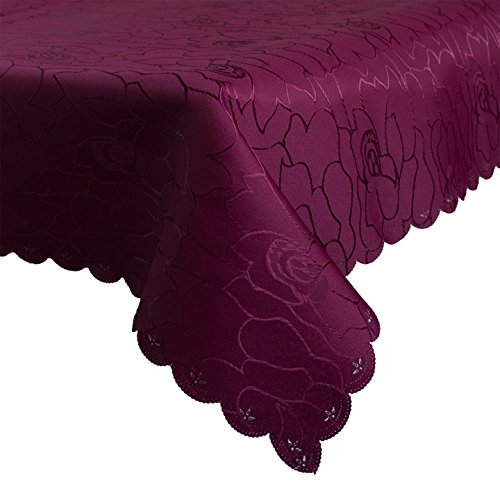 Damast Tischdecke 130x160cm Tischtuch Tischwäsche Tafeltuch Jacquard Eckig Silver (Bordo) von Anka Textil