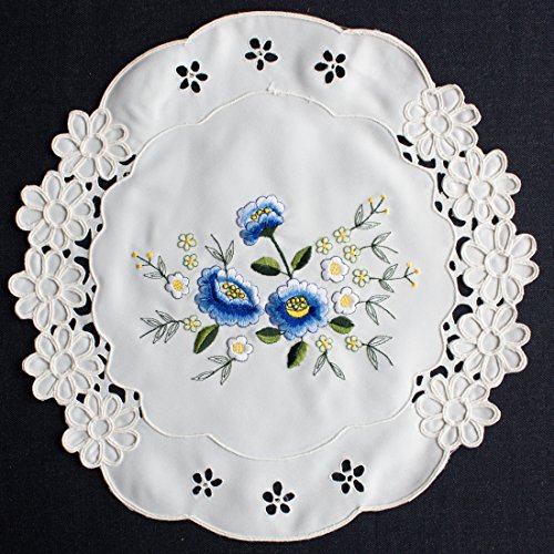 Tischdecke Tischläufer Mitteldecke Deckchen Geberda Blau (30cm Rund) von Anka Textil