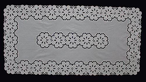 Vinyl Tischdecke Häkellock Häkel abwaschbar Spitzen Tischtuch Deckchen (43x84cm Weiß) von Anka Textil