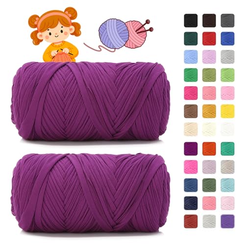 T shirt Garn zum Häkeln & Stricken- je 400g/150m, Häkelgarn Dickes Yarn für Häkeltaschen/Körbe/Teppiche, Heimdekoration/Deko (17 hell lila) von AnkekolyStar