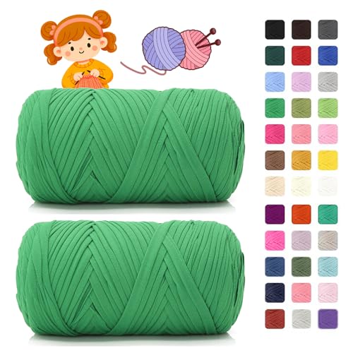 T shirt Garn zum Häkeln & Stricken- je 400g/150m, Häkelgarn Dickes Yarn für Häkeltaschen/Körbe/Teppiche, Heimdekoration/Deko (34 Grasgrün) von AnkekolyStar