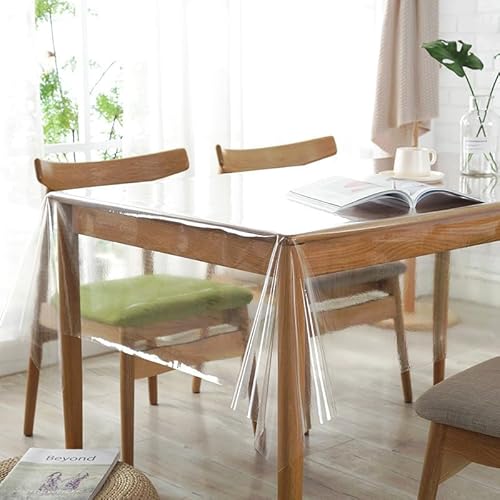 Tischfolie Durchsichtig, Tischdecke Klarsicht Tischdecke Transparent, 0.13 mm Stark Wasserdicht Abwaschbar PVC Folie Fettdicht Tischschutzfolie (0,13mm Dicke, 140X140 cm) von AnkekolyStar
