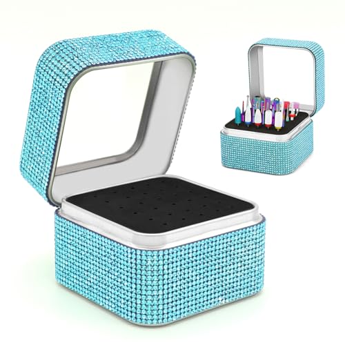Nagelbohrerhalter Kasten, Rhombusbox Efile Nagelbohrer Anzeigehalter Organisator Behälter, 30 Löcher Staubschutz Nagelbohrer Kasten für Manikürewerkzeuge (Bohrer nicht enthalten) von Ankey