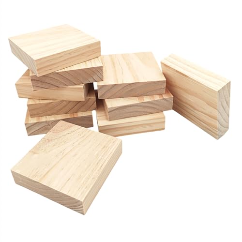 10 Stück unlackierte Holzblöcke zum Basteln, 10 x 10 x 2,5 cm, Holzbretter, quadratische Holzblöcke für Holzschnitzerei von Anktily