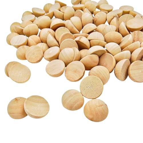 100 Stück halbe Holzperlen 25mm Naturbelassene unbehandelte Holzhalbkugeln Runde gespaltene Holzkugeln für DIY-Projekte Bastelarbeiten von Anktily
