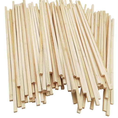 100 Stück natürliche quadratische Bambusstreifen, 0,8 x 0,8 cm, 40 cm lang, unlackiert, zum Basteln von Anktily