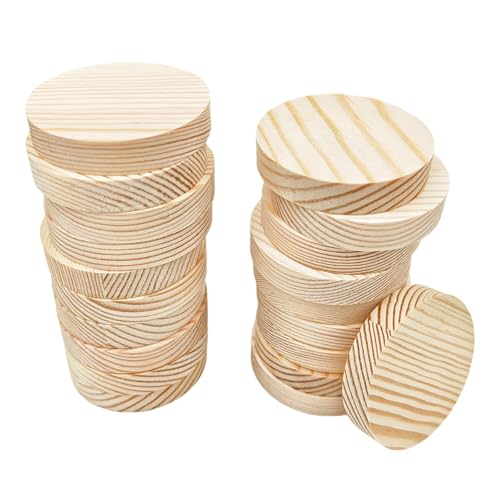 20 Stück Tannen-Kreis-Plaketten, 5,1 x 1 cm, blanko, unlackiert, runde Holzkreise, Plaketten für Bastelprojekte, Gravur, Holzverbrennung, Malerei von Anktily