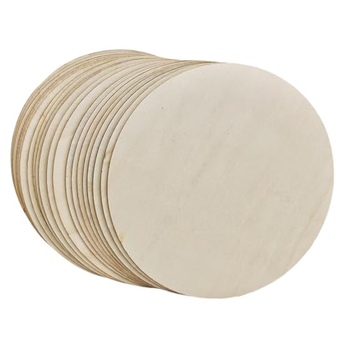 20 Stück unlackierte Holz-Kreisscheiben zum Basteln, 20 cm, blanko, Holzscheiben, runde Ausschnitte für DIY Malerei und Heimdekoration von Anktily