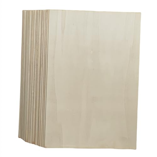 20 Stück unlackierte Sperrholzplatten, 20 x 30 x 0,2 cm, rechteckige Sperrholzplatten, Holzbögen, blanko, für Bastelarbeiten, Malen, Gravieren von Anktily