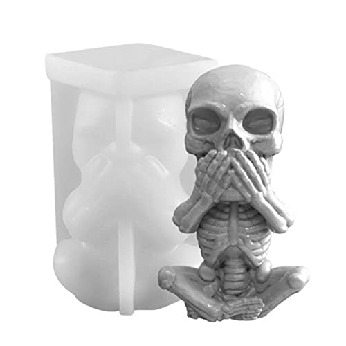 3D-Totenkopf-Silikonform für Kerzen, Skelett, Epoxidharz, Gießform, Silikon, Seife, Schokolade, Süßigkeiten, Kuchen, Dekoration, Gips, Tonform (nicht sprechen) von Anktily