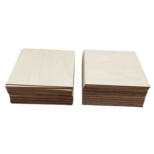 50 Stück unlackierte Holzplatten, 12,5 x 12,5 x 0,2 cm, quadratische Sperrholzplatten, Holzbretter für Bastelarbeiten, Malen, Gravieren 50 Stück unlackierte Holzplatten, 12,5 x 12,5 x 0,2 cm, quadratische Sperrholzplatten, Holzbretter für Bastelarbeiten, Malen, Gravieren von Anktily