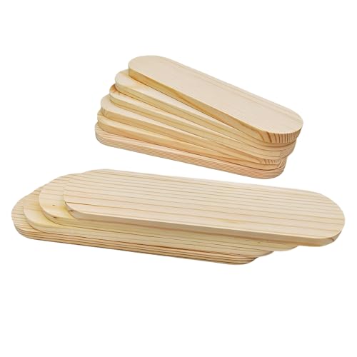 Anktily Unlackierte ovale Holzblöcke aus Kiefernholz zum Basteln, Schnitzen, Gravieren, Malen (20 x 5 x 1 cm/10 Stück) von Anktily