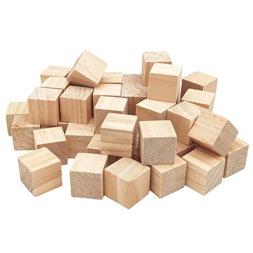 Holzwürfel, 2,5 cm, 50 Stück, unlackiert, quadratisch, natürliche Holzblöcke für Handwerk, Schnitzen, Puzzle-Herstellung und DIY-Projekte von Anktily